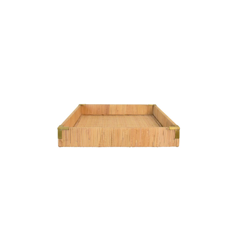 Tommy Rattan Decorative Tray, 2.38" H x 20.25" W x 14.13" D