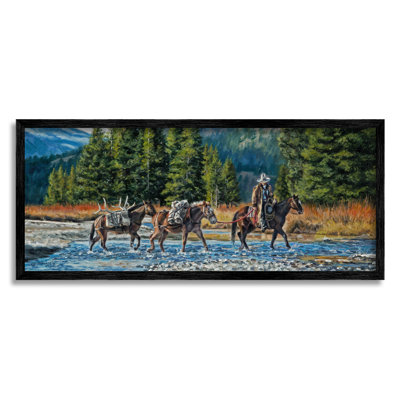 " Crossing River Cowboy Landscape " by David Graham