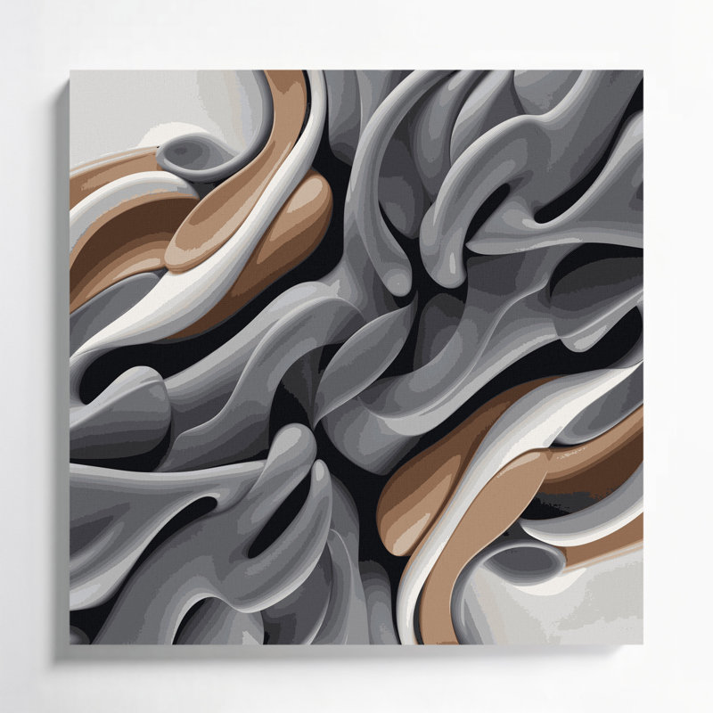 Art mural sur toile Biomorphic Abstraction 25, gris, H 32 po x l 32 po