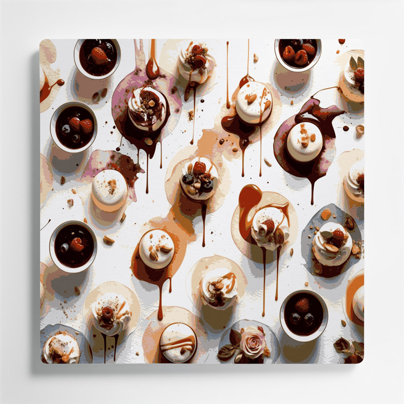 Desserts Panna cotta, art mural en métal beige, H 16 po x l 16 po