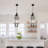 Modern Single Dimmable Matte Black Chandelier, Over Kitchen Island Hanging Water Ripple Glass Square Pendant Lighting  Fixtures For Kitchen Dining Room Hallway Foyer