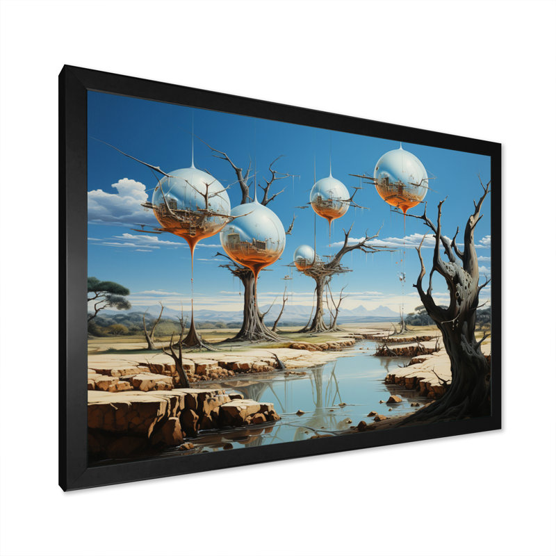 Impression sur toile, chef-d'œuvre «The Persistance Of Memory», H 16 po x l 32 po x P 1 po, Cadre photo noir