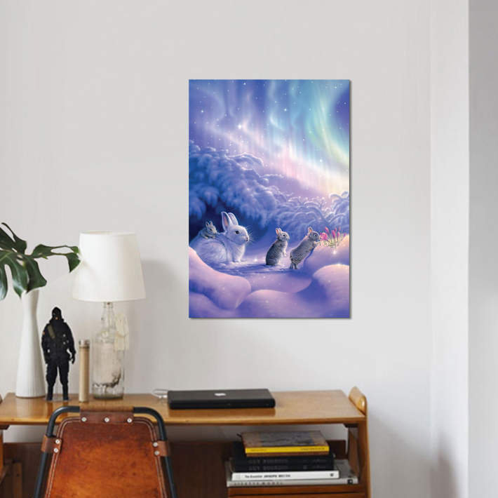 « snuggle bunnies », impression sur toile, H 40 po x l 26 po x P 1,5 po, Toile tendue, Pas de tapis