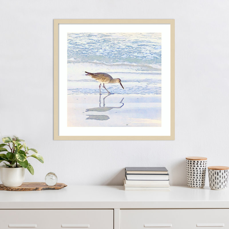 «Sandpiper Dreams II» par Christine Zalewski, reproduction d'art encadrée sur bois, H 25 po x l 25 po