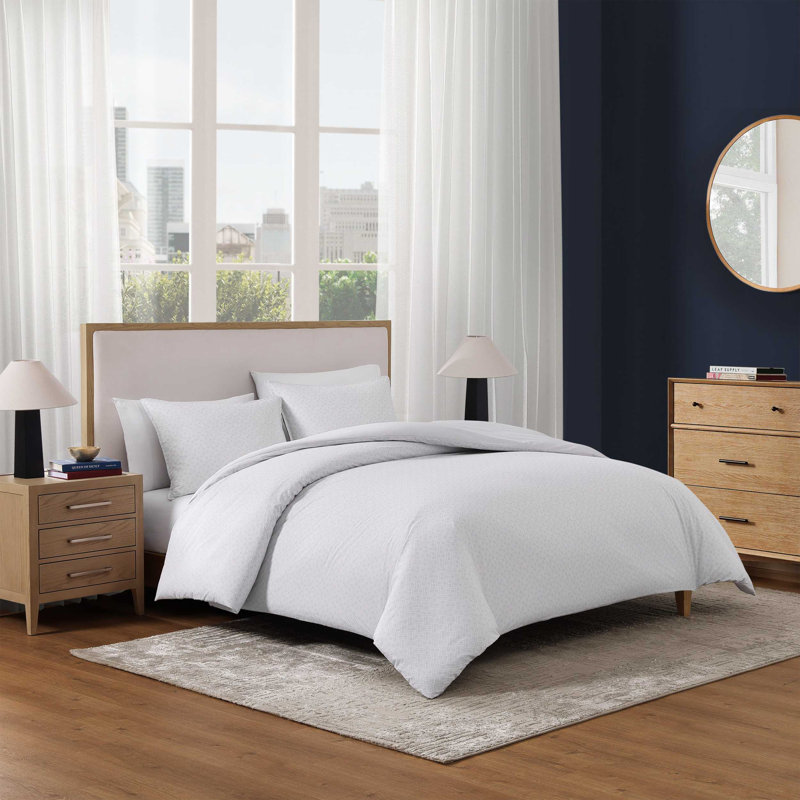 Ensemble d'édredon réversible gris Tommy Hilfiger, Édredon pour lit simple + 1 taie décorative stan, Gris