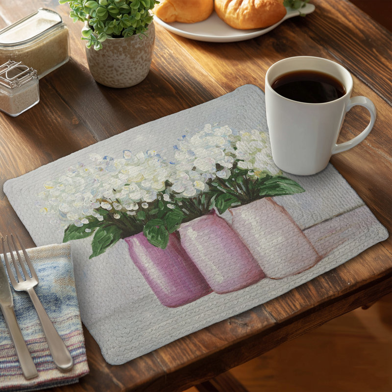 Hydrangea Floral Braided Placemat | Botanical Home Decor