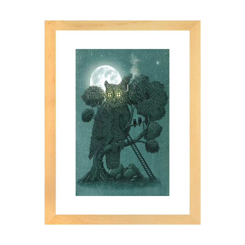 «Night Watch» par Terry Fan - impression, Papier avec cadre beige, Blanc, H 32 po x l 24 po x P 1 po