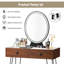 Ensemble coiffeuse avec tabouret avec miroir Lachapelle-1108036044