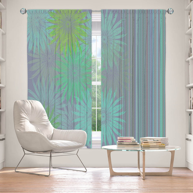 Paire de rideaux obscurcissant en polyester Baldur, L 20 po x L 52 po, Bleu / Vert / Mauve