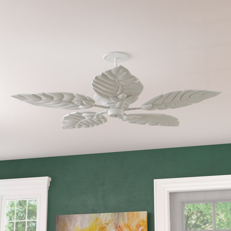 Ventilateur de plafond blanc intérieur / extérieur 52 pouces Studio Monaco, Blanc studio et pales blanches