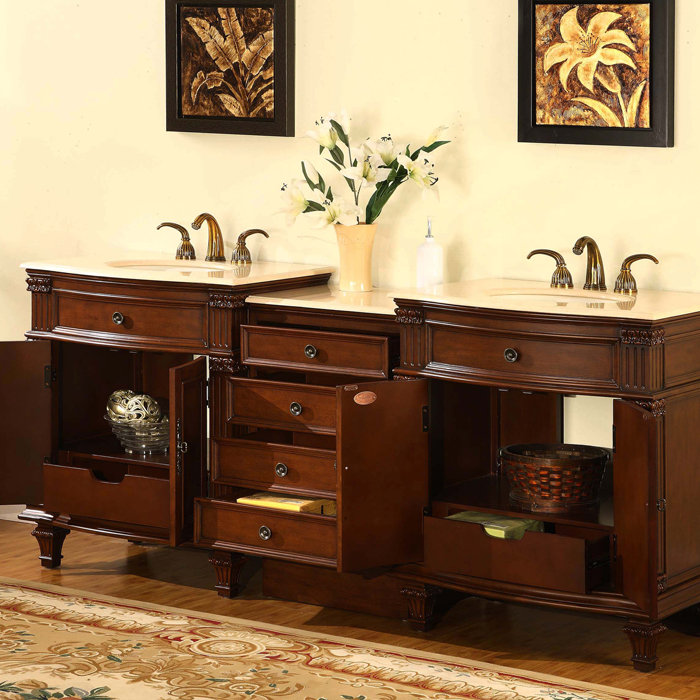 Brennon 80'' Double Bathroom Vanity with Marble Top