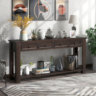 Console / canapé avec tiroirs de rangement et tablette inférieure pour le couloir d'entrée, parfait pour organiser et décorer.