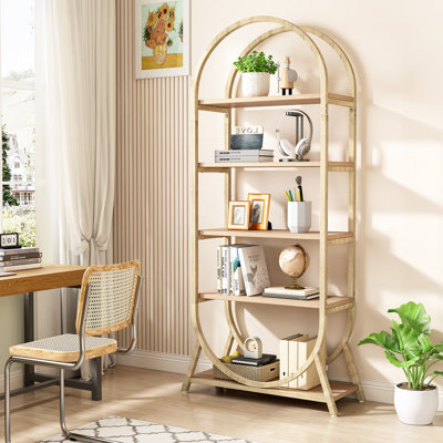 Mashari 5-Tier Arched Bookcase, Modern Freestanding Display Shelving Unit for Bedroom, Living Room
