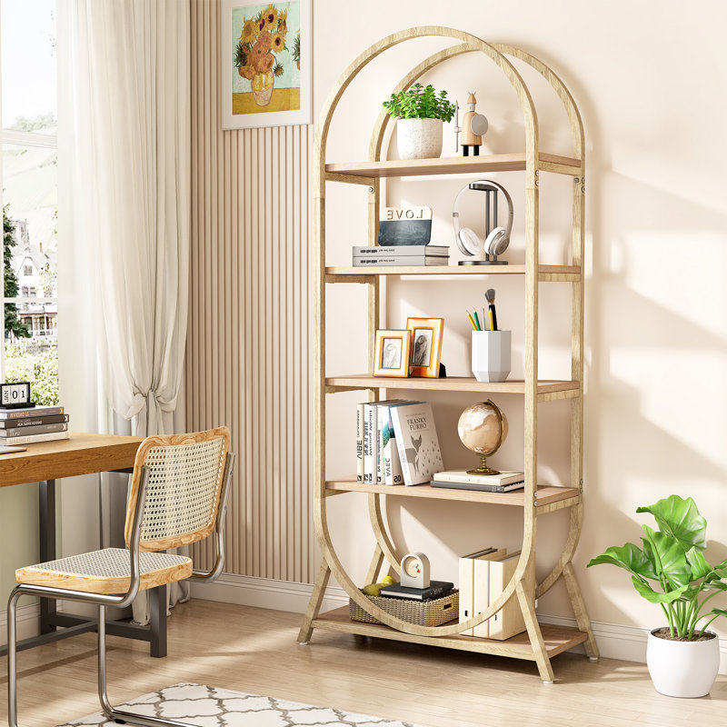 Mashari 5-Tier Arched Bookcase, Modern Freestanding Display Shelving Unit for Bedroom, Living Room