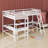 Wooden High Loftbed With Ladder，Safety Guardrail And 2 Built-In L-Shaped Desks-569341290