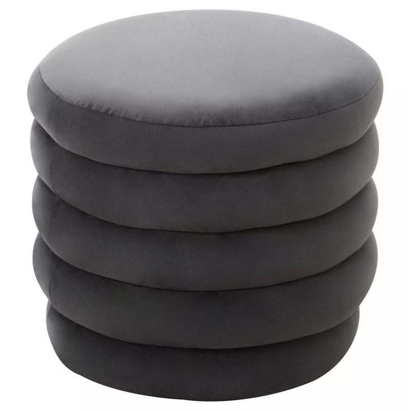 Carolanne 49cm Wide Round Solid Colour Footstool Ottoman, Graphite