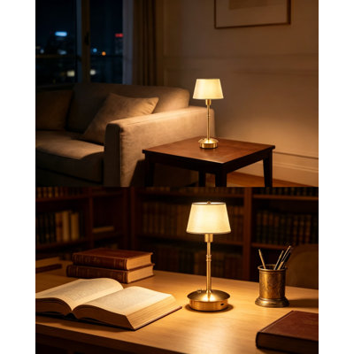 Small Cordless Rechargeable Table Lamp with Fabric Shade, Battery Operated Portable Light with 3-Way Touch Dimmer, 5200mAh USB-C, for Bedroom Living Room Dining Outdoor Patio