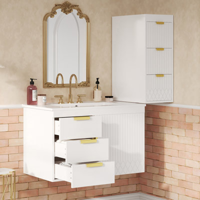 Ensemble de meuble-lavabo mural 30 po avec armoire latérale