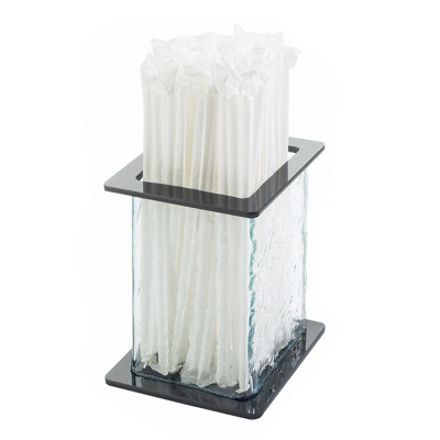 Glacier Faux Glass Straw Holder - 4 3/4" X 4 3/4" X 5 1/2"