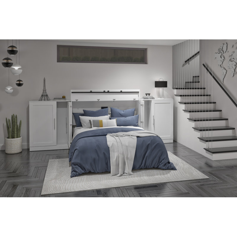 Pur Cabinet Bed with Mattress and Storage Cabinets, Full, White