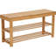 Banc de rangement en bambou avec 2 tablettes 