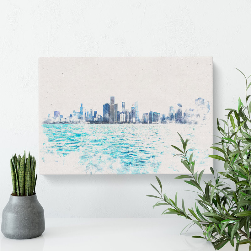 Cloudy Day In Chicago Illinois - Wrapped Canvas, 35cm H x 50cm W x 3cm D