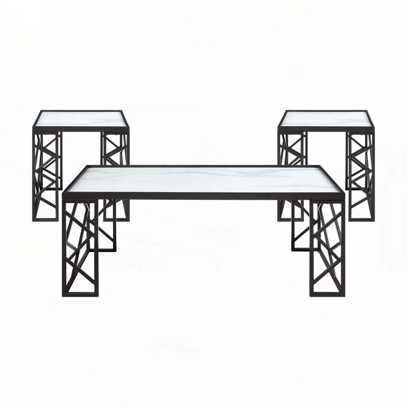 Ensemble de tables basses avec plateau en verre