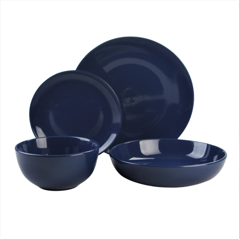 Wayfair Basics® Burkeville Stoneware Dinnerware Set - Service for 4, Blue