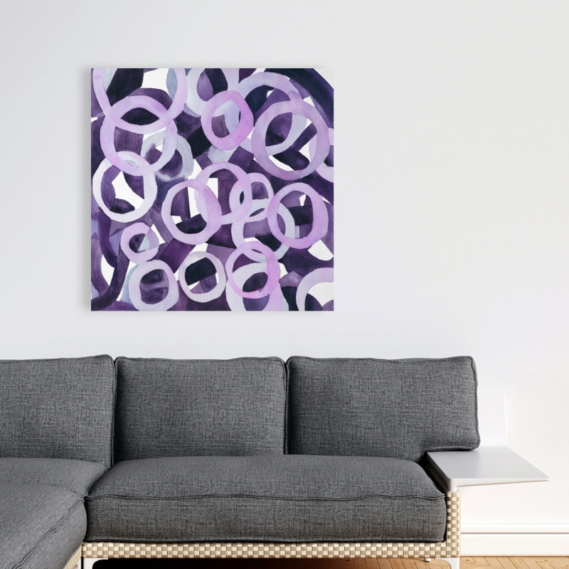 Abstraits anneaux mauves - Art illustratif pour décoration intérieure, H 36 po x l 36 po