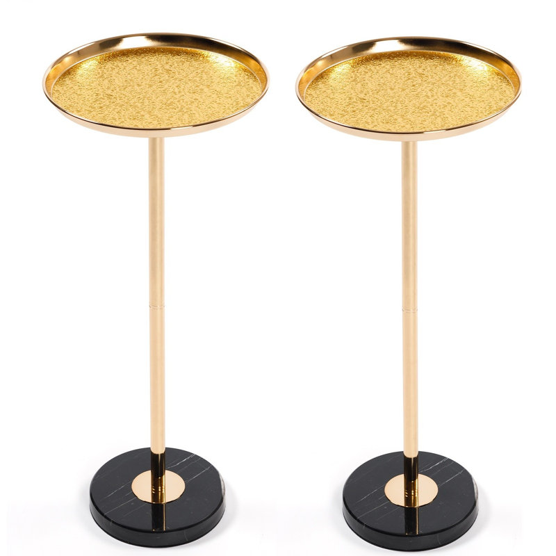 2p, table d'appoint réglable, petite table à thé Martini, table de bout décorative en marbre naturel et doré pour présentation et rangement