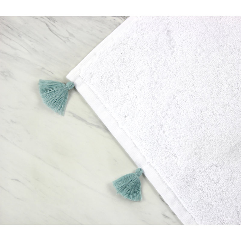 Funke 100% Cotton Plush Hand Towel, White/ Celestial Blue