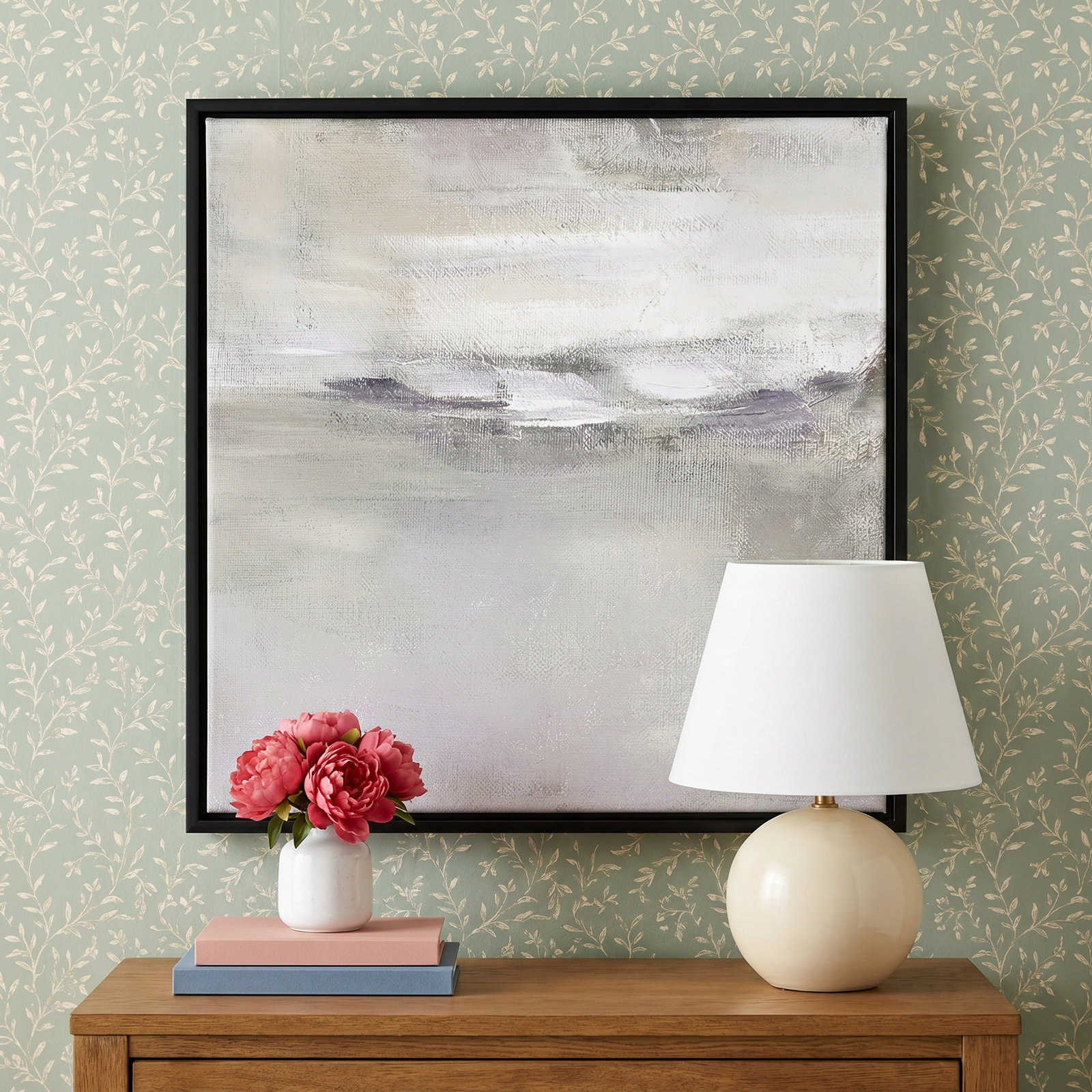 Abbott "Lilac Horizon" Print by Nan, Black Framed, 13.5" H x 13.5" W