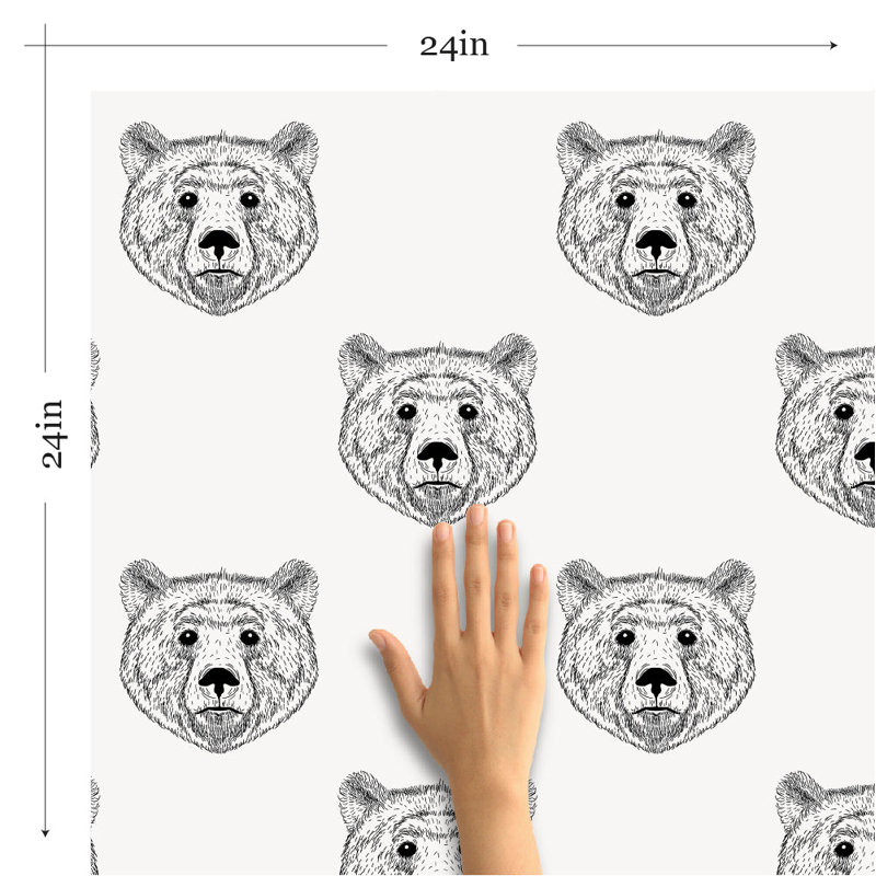 Panneau de papier peint amovible Keim Bear Animal, L 102 po x l 24 po
