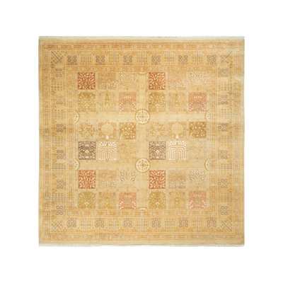 One-of-a-Kind 8' 2" X 8' 2" 2010s Wool Area Rug in Ivory
