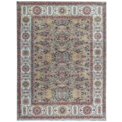 Tapis ivoire et chameau noué à la main de haute qualité
