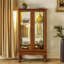 Cabinet Curio avec tablettes réglables, panneau arrière en miroir et portes en verre trempé-802073045