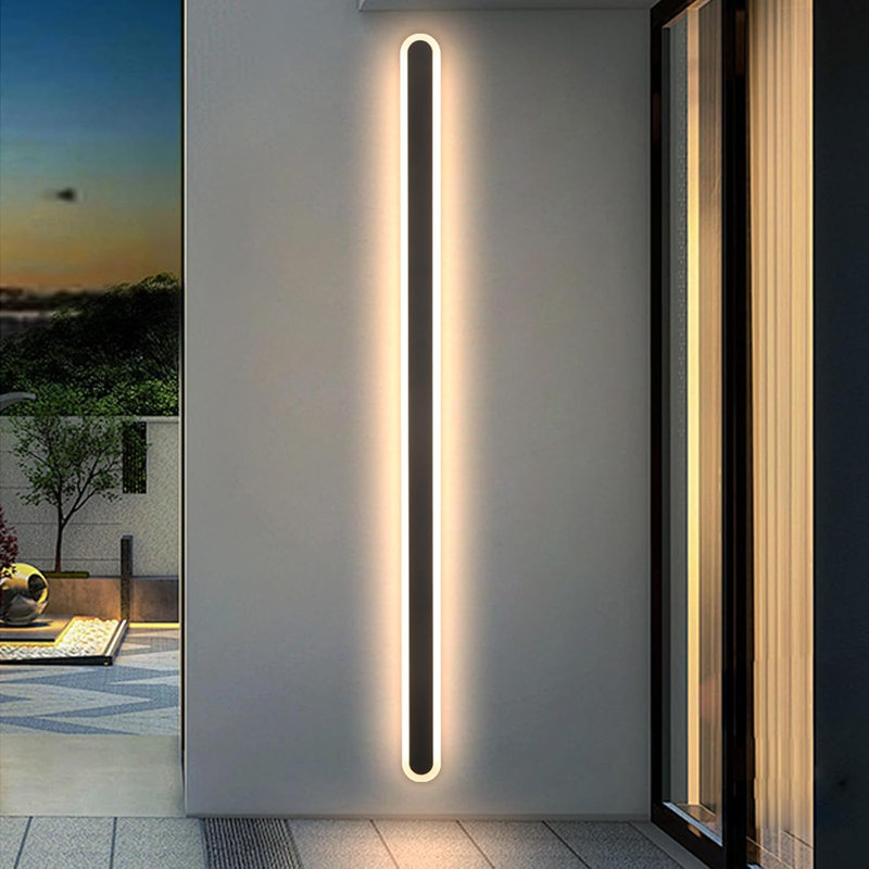 Modern Outdoor Wall Light Outdoor Wall Sconces Black Exterior Wall Light Fixtures Wall Mount LED Long Light Wall Sconces For House, Garage, Patio, Porch, Stairway (3000K)