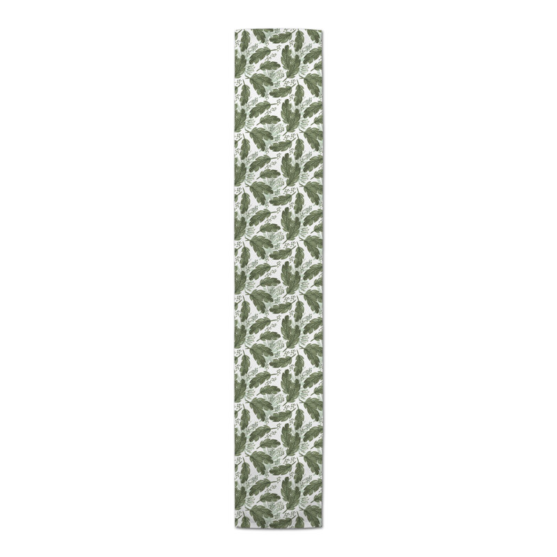 Tropical Leaves Pattern Table Runner, 90" L x 16" W