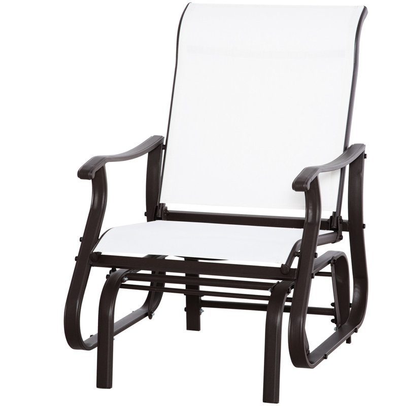 Siège de patio coulissant en blanc. Surface en acier et en maille pour une utilisation extérieure dans le jardin. Sièges confortables de 330 lb - Limite de poids crème. Cadre de jardin, cour. Capacité de charge