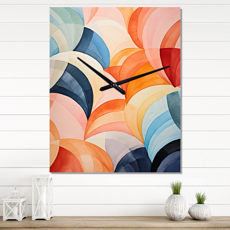 Hardedge Pastel Symetry II - Horloge murale abstraite, Grand