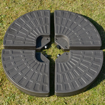 Heavy-Duty 4 Pieces Cantilever Umbrella Base , Fan Shaped Reliable Resilient Weight, Handles Embedded, Material, 148 Lbs Water, 220 Water/Sand, Coffee Heavyweight Heavy,