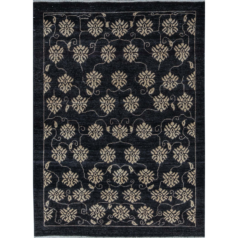 Tapis noir de haute qualité noué à la main
