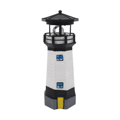 Solar Lighthouse Solar Light Tower - 14 Inch Tall Light House With Rotating LED Lights - 360 Degree Rotating  Light Tower Decoration Outdoor Garden Patio Decoration