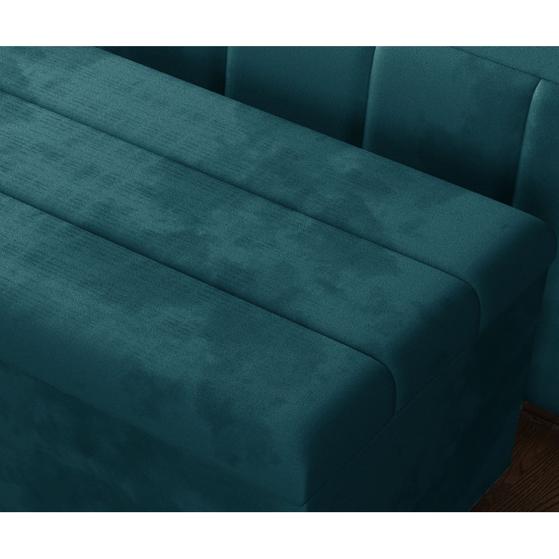 Airiona 102cm Wide Rectangle Striped Standard Ottoman with Storage, Mallard