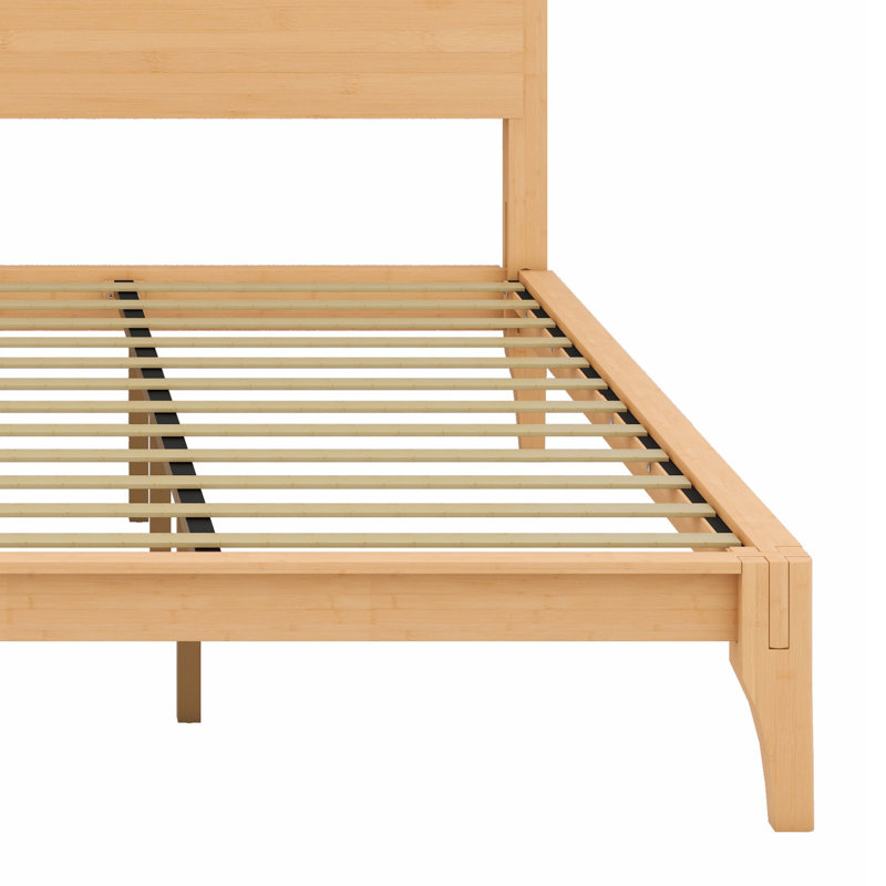 Modern Wood Platform Bed With Slat Support, Natural, King