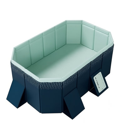 1.8M Oval Pvc Inflatable Folding Swimming Pool – Free-Standing Design In Dark Blue