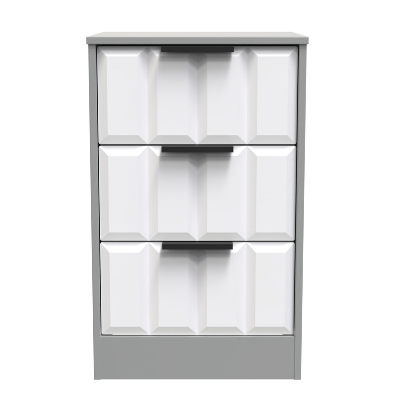 Doss 45cm W Manufactured Wood Bedside Table, White Matt/Dusk Grey