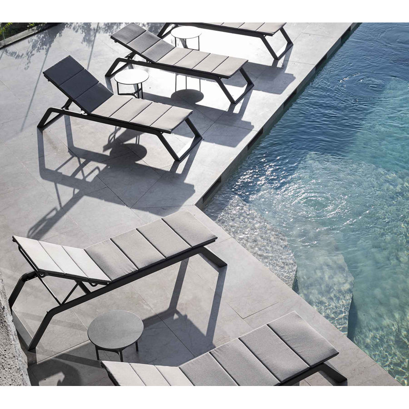 Siesta 80.8” Long Reclining Single Chaise with Cushions, Gray