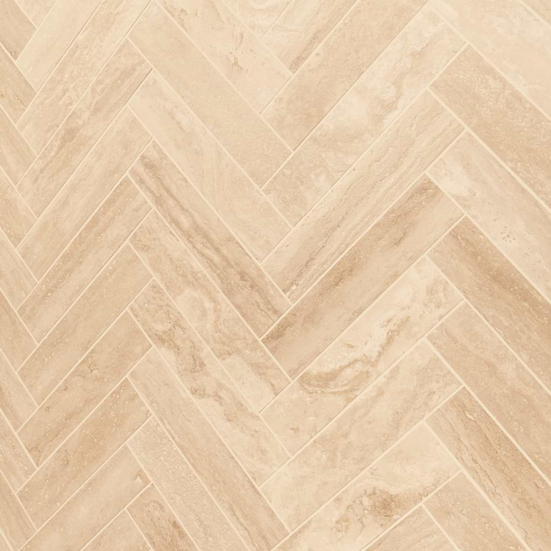 Travertine 2.5x12 Filled Brushed Vein Cut Tile, Classic Brushed