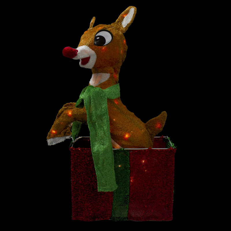 Décoration d'extérieur de Noël 24 po Rudolph le renne au nez rouge pré-éclairé - lumières claires